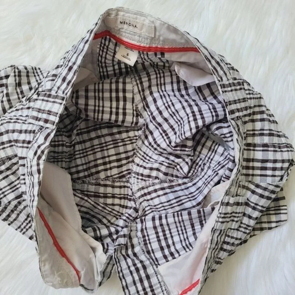 Merona Brown Tan Beige Plaid Casual Shorts,SZ 6